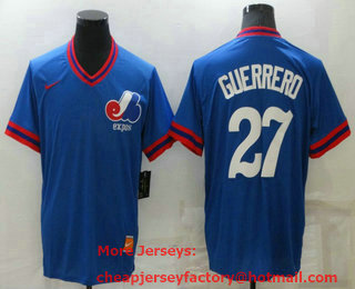 Men's Montreal Expos #27 Vladimir Guerrero Blue Cooperstown Collection Stitched MLB Throwback Jersey
