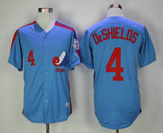 Men's Montreal Expos #4 Delino DeShields 1982 Blue Mitchell & Ness Throwback Jersey