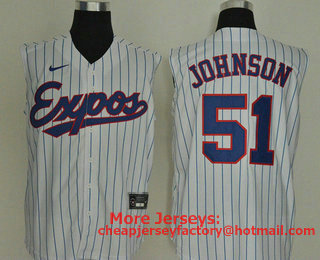 Men's Montreal Expos #51 Randy Johnson White Cooperstown Collection 2020 Cool and Refreshing Sleeveless Fan Stitched MLB Nike Jersey
