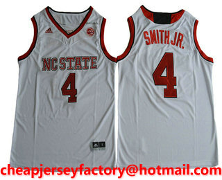 Men's NC State Wolfpack #4 Dennis Smith Jr. White College Basketball 2017 Swingman Stitched NCAA Jersey