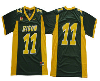 Men's NDSU Bison #11 Carson Wentz No Name Green Football Jersey