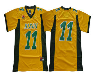 Men's NDSU Bison #11 Carson Wentz No Name Yellow Football Jersey