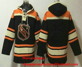 Men's NHL All-Star Black Orange Ageless Must Have Lace Up Pullover Hoodie