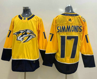 Men's Nashville Predators #17 Wayne Simmonds Yellow Adidas Stitched NHL Jersey