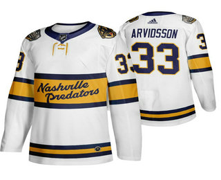 Men's Nashville Predators #33 Viktor Arvidsson White 2020 Winter Classic adidas Hockey Stitched NHL Jersey