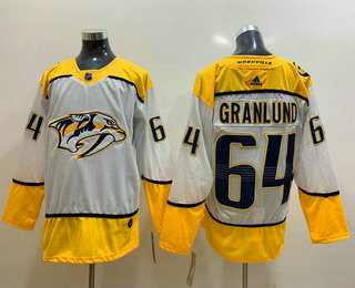 Men's Nashville Predators #64 Mikael Granlund White Adidas Stitched NHL Jersey