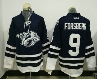 Men's Nashville Predators #9 Filip Forsberg Navy Blue Third Stitched NHL Reebok Hockey Jersey