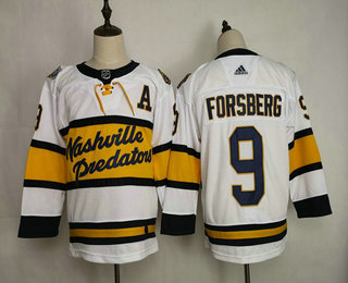 Men's Nashville Predators #9 Filip Forsberg White 2020 Winter Classic adidas Hockey Stitched NHL Jersey