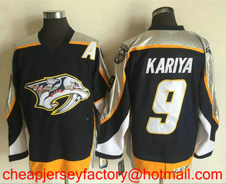 Men's Nashville Predators #9 Paul Kariya Navy Blue 1998-99 Throwback Stitched NHL CCM Vintage Hockey Jersey