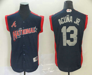 Men's National League Atlanta Braves #13 Ronald Acuna Jr. Navy With Red 2019 MLB All-Star Futures Game Jersey