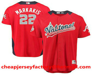 Men's National League Atlanta Braves #22 Nick Markakis Red 2018 MLB All-Star Game Home Run Derby Player Jersey