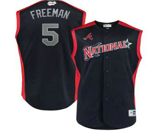 Men's National League Atlanta Braves #5 Freddie Freeman Navy With Red 2019 MLB All-Star Futures Game Jersey