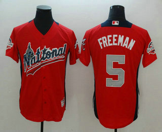 Men's National League Atlanta Braves #5 Freddie Freeman Red 2018 MLB All-Star Game Home Run Derby Player Jersey