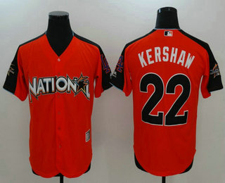 Men's National League Los Angeles Dodgers #22 Clayton Kershaw Orange 2017 MLB All-Star Game Authentic Home Run Derby Jersey