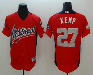 Men's National League Los Angeles Dodgers #27 Matt Kemp Red 2018 MLB All-Star Game Home Run Derby Player Jersey