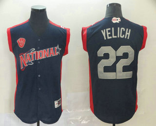 Men's National League Milwaukee Brewers #22 Christian Yelich Navy With Red 2019 MLB All-Star Futures Game Jersey