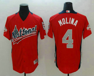 Men's National League St. Louis Cardinals #4 Yadier Molina Red 2018 MLB All-Star Game Home Run Derby Player Jersey