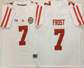 Men's Nebraska Cornhuskers #7 Scott Frost White College Football Stitched NCAA Jersey