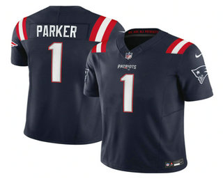 Men's New England Patriots #1 DeVante Parker Navy 2023 FUSE Vapor Limited Stitched Jersey