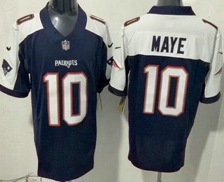 Men's New England Patriots #10 Drake Maye Limited Navy Alternate FUSE Vapor Jersey