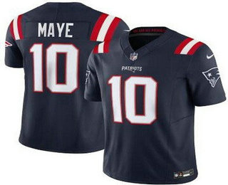 Men's New England Patriots #10 Drake Maye Limited Navy FUSE Vapor Jersey