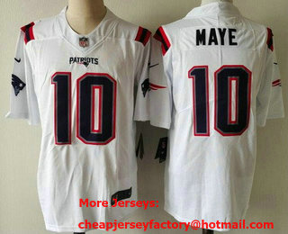 Men's New England Patriots #10 Drake Maye Limited White Vapor Jersey