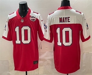 Men's New England Patriots #10 Drake Maye Red Alternate FUSE AFC East Championship Patch Throwback Vapor Limited Jersey