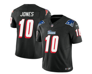 Men's New England Patriots #10 Mac Jones Black 2023 FUSE Throwback Limited Stitched Jersey