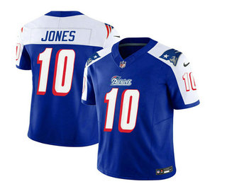 Men's New England Patriots #10 Mac Jones Blue White 2023 FUSE Vapor Limited Stitched Jersey