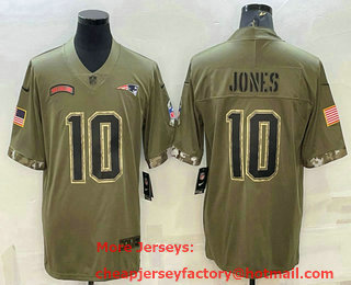 Men's New England Patriots #10 Mac Jones Olive 2022 Salute To Service Limited Stitched Jersey