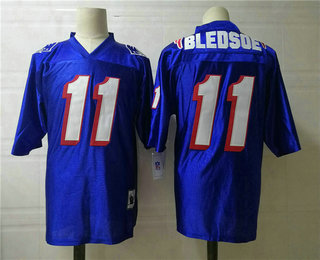 Men's New England Patriots #11 Drew Bledsoe Blue Throwback Stitched NFL Jersey by Mitchell & Ness