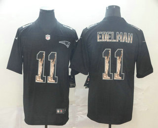 Men's New England Patriots #11 Julian Edelman 2019 Black Statue Of Liberty Stitched NFL Nike Limited Jersey