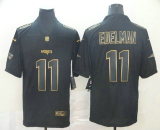 Men's New England Patriots #11 Julian Edelman Black Gold 2019 Vapor Untouchable Stitched NFL Nike Limited Jersey