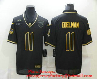Men's New England Patriots #11 Julian Edelman Black Gold 2020 Salute To Service Stitched NFL Nike Limited Jersey