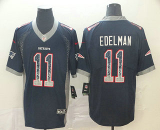 Men's New England Patriots #11 Julian Edelman Navy Blue 2018 Fashion Drift Color Rush Stitched NFL Nike Limited Jersey