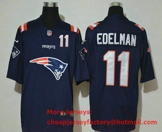 Men's New England Patriots #11 Julian Edelman Navy Blue 2020 Team Logo Number Vapor Untouchable Stitched NFL Nike Fashion Limited Jersey