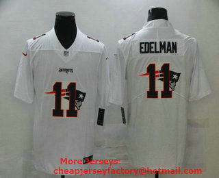 Men's New England Patriots #11 Julian Edelman White 2020 Shadow Logo Vapor Untouchable Stitched NFL Nike Limited Jersey