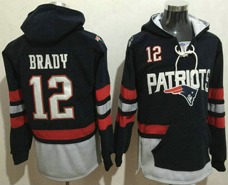Men's New England Patriots #12 Tom Brady 2016 Navy Blue Team Color Stitched NFL Hoodie