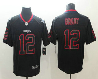 Men's New England Patriots #12 Tom Brady 2018 Black Lights Out Color Rush Stitched NFL Nike Limited Jersey