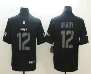 Men's New England Patriots #12 Tom Brady Black 2018 Fashion Impact Black Color Rush Stitched NFL Nike Limited Jersey