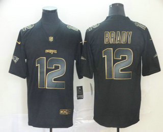 Men's New England Patriots #12 Tom Brady Black Gold 2019 Vapor Untouchable Stitched NFL Nike Limited Jersey