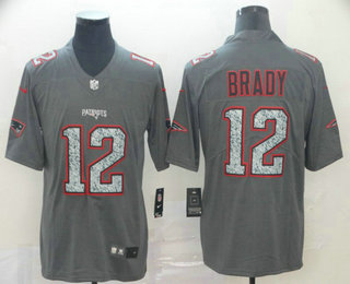 Men's New England Patriots #12 Tom Brady Gray Fashion Static 2019 Vapor Untouchable Stitched NFL Nike Limited Jersey