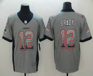 Men's New England Patriots #12 Tom Brady Grey 2018 Fashion Drift Color Rush Stitched NFL Nike Limited Jersey