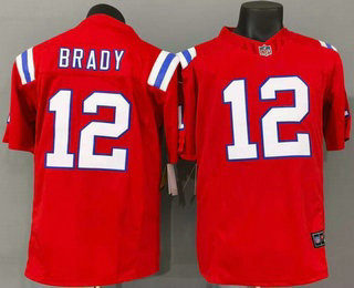 Men's New England Patriots #12 Tom Brady Limited Red FUSE Vapor Jersey