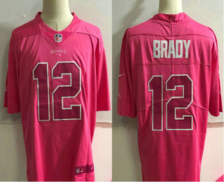 Men's New England Patriots #12 Tom Brady Pink Fashion 2017 Rush NFL Nike Limited Jersey