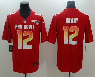 Men's New England Patriots #12 Tom Brady Red 2019 Pro Bowl Stitched NFL Nike Game Jersey