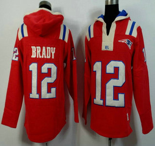Men's New England Patriots #12 Tom Brady Red Alternate 2015 NFL Hoody