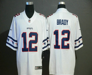 Men's New England Patriots #12 Tom Brady White 2019 NEW Team Logo Vapor Untouchable Stitched NFL Nike Limited Jersey