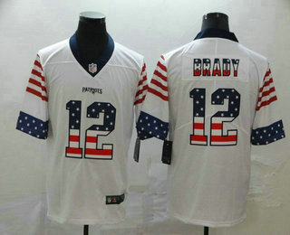 Men's New England Patriots #12 Tom Brady White Independence Day Stars & Stripes Jersey