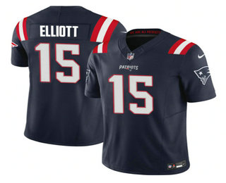 Men's New England Patriots #15 Ezekiel Elliott Navy 2023 FUSE Vapor Limited Stitched Jersey